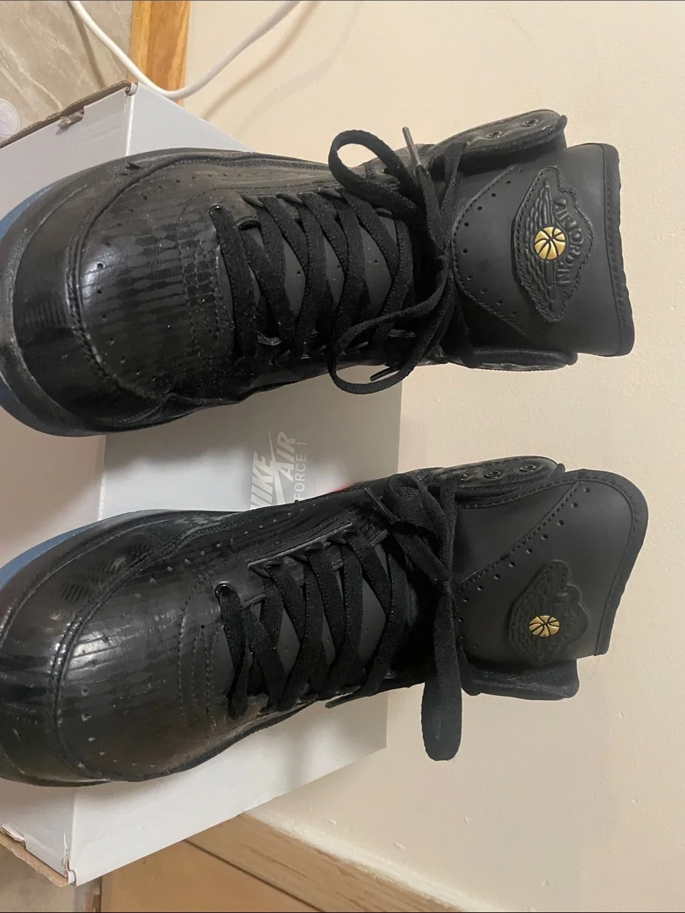 Jordan Men’s High-Top Sneakers in Black with Multicolor Heel (RARE BHM)